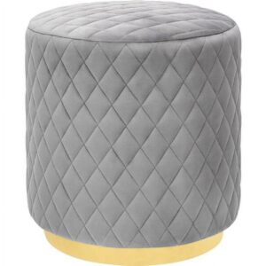 Tov Furniture 19 x 16.5 x 16.5 in. Abir Grey Velvet Ottoman
