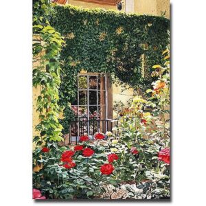 Trademark Art "Afternoon in the Rose Garden" Canvas Wall Art by David Lloyd Glover