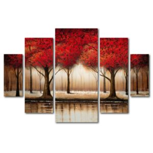 Trademark Fine Art 40x58 Still Life Canvas Wall Art 'Parade of Red Trees' by Rio