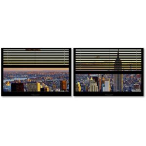 Trademark Fine Art Landscapes 2 Panel Art Set ' Window View NYC Sunset 4 ' by Philippe Hugonnard