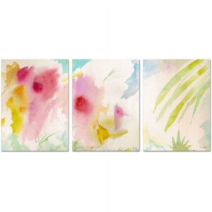 Trademark Fine Art "Pink Interlude Triptych" Canvas Wall Art Set by Sheila Golden, Three 18x24 pieces