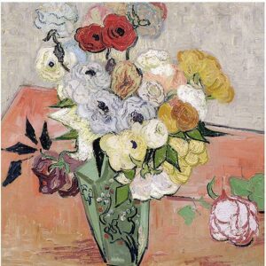 Trademark Fine Art Vincent van Gogh Roses and Anemones, 1890 Canvas Wall Art - 24x24