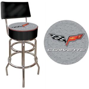 Trademark Global Corvette Logo C6 Padded Swivel Bar Stool with Back