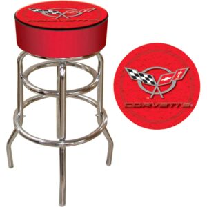 Trademark Global Corvette Logo C5 Padded Backless Swivel Bar Stool