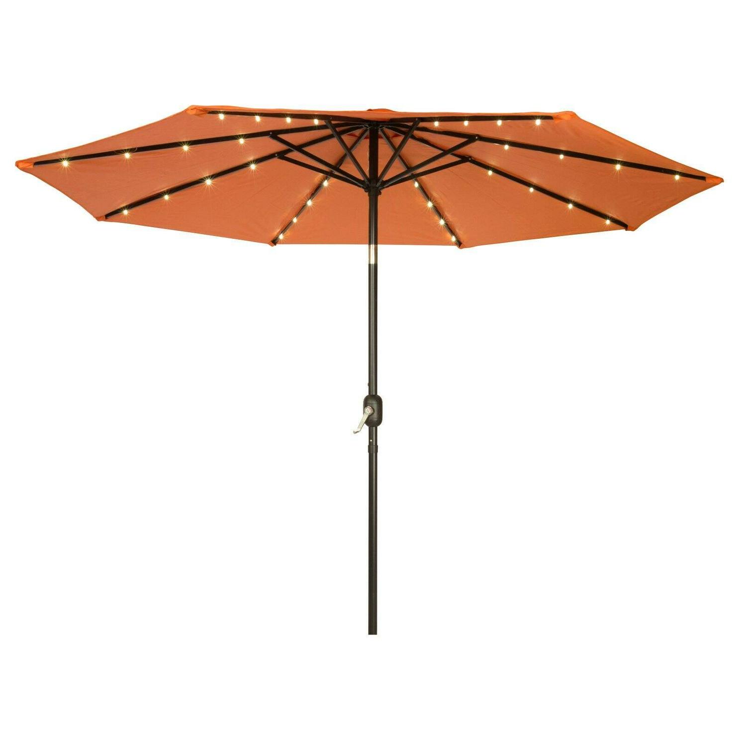 Trademark Innovations 9' Black Octagon Deluxe Solar Powered LED Lighted Patio Umbrella - Image 7