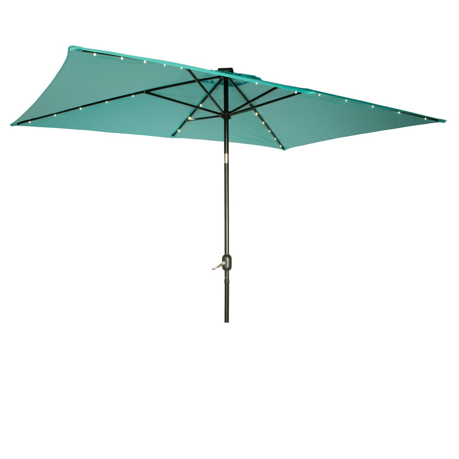 Trademark Innovations Teal Rectangular Solar Powered LED Lighted Patio Umbrella, 10' x 6.5' - Image 2