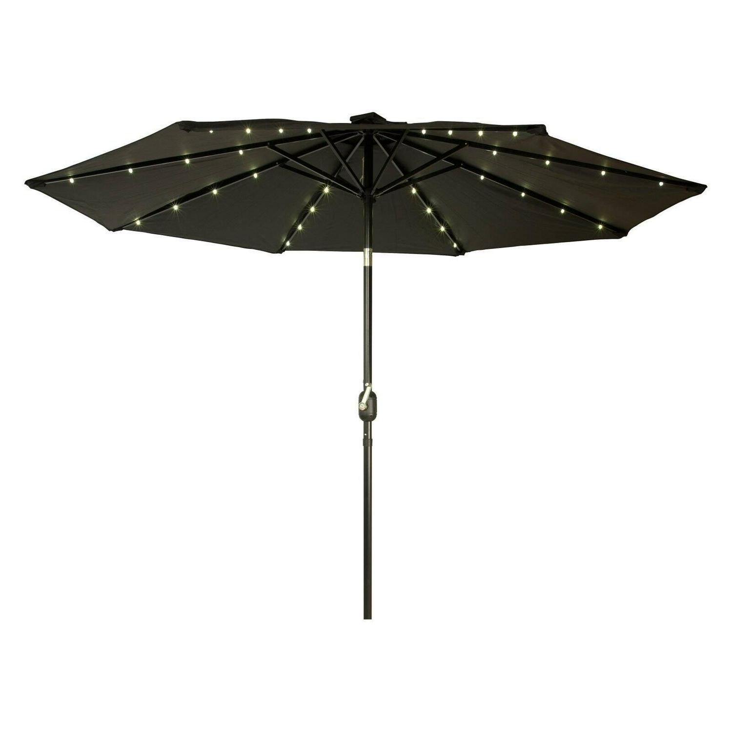 Trademark Innovations 9' Black Octagon Deluxe Solar Powered LED Lighted Patio Umbrella - Image 10