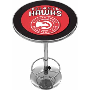 Atlanta Hawks Logo Bar Table with Adjustable Footrest and Acrylic Top