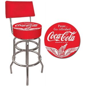 Trademark Wings Coca-Cola 40" Pub Stool with Back, Chrome