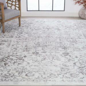 Bliss Rugs Persian Traditional Area Rug, Geometric Indoor Rugs for Living Room, Dining Room, Bedroom | White, 5' x 7' (5'3''x7'3'')