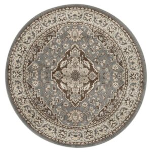 Superior Glendale Oriental Medallion Indoor Area Rug, 5' Round, Gray