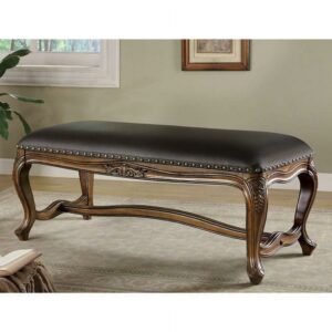Traditionally Styled Accent Bench, black leatherette