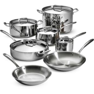 Tramontina Signature Tri-Ply Base Stainless Steel 12-Piece Cookware Set with Lids, Dutch Oven, Pots & Pans Kitchen Set, Induction-Ready, Oven-Safe, Dishwasher-Safe