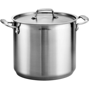 Tramontina Gourmet 12-Quart Tri-Ply Base Stainless Steel Stock Pot with Lid, Induction Ready, Dishwasher-Safe
