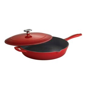 Tramontina Gourmet Enameled Cast Iron Covered Skillet Gradated, Red