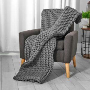 Tranquility 48"x72"  Traditional Gray Knit Fabric Bed Blanket