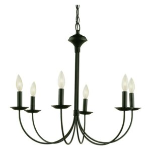 Six Light Black Up Chandelier