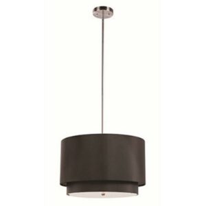 Three Light Brushed Nickel Drum Shade Pendant