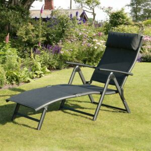 Trans-Continental Steel Adjustable Legs and Weather Resistant Havana Sunlounger Black