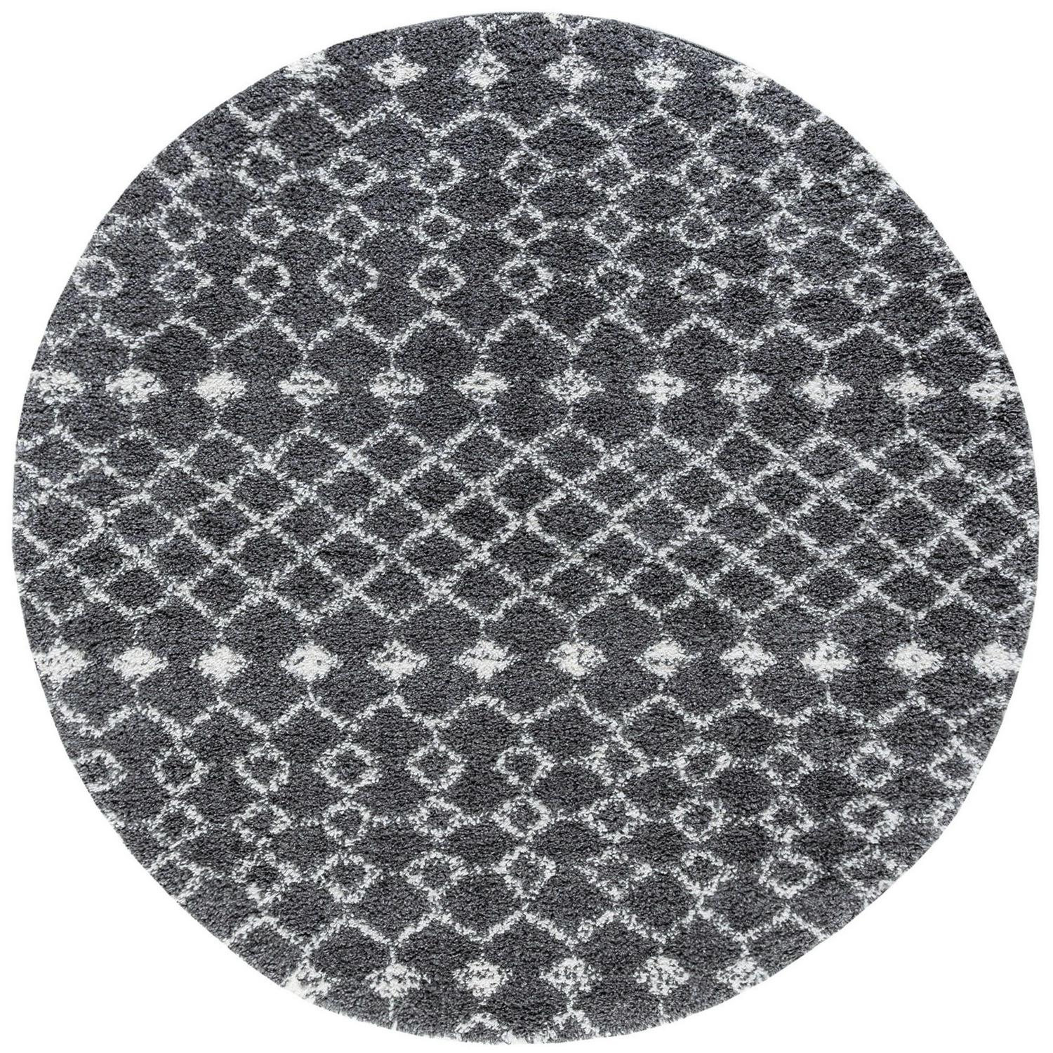 Bliss Rugs Transitional Geometric 7'10'' Round Gray and White Polypropylene Indoor Area Rug, 7'10'' Round - Image 2