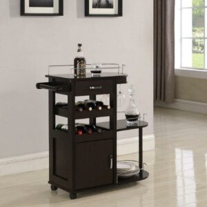 Coaster 3 Tier Bar Cart in Cappuccino and Chrome