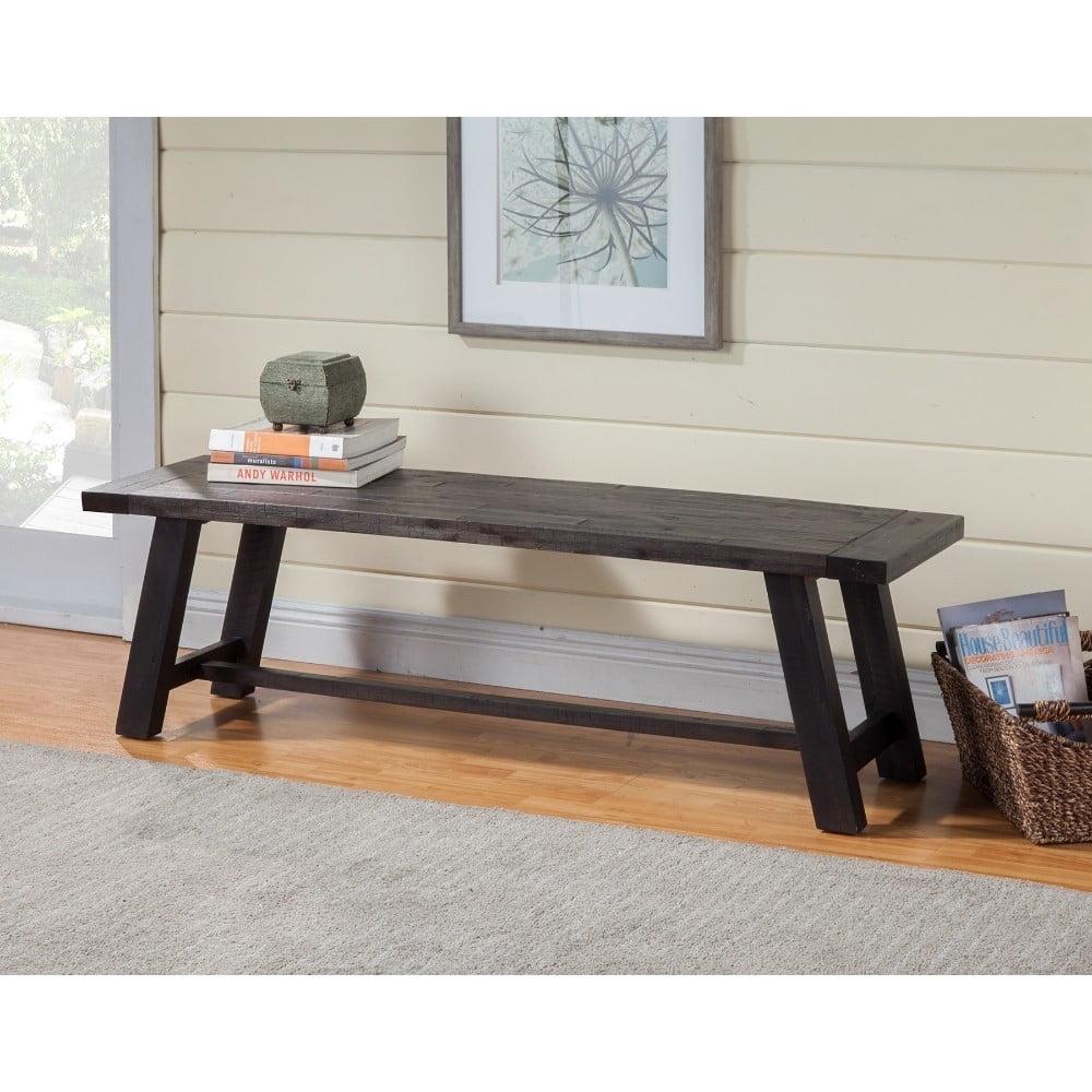 Transitional Style Bench In Acacia Wood Gray- Saltoro Sherpi - Image 3