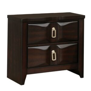Transitional Style Wood Nightstand with 2 Drawers Espresso Brown - Saltoro Sherpi