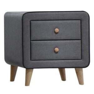Transitional Style Wood and Fabric Upholstery Nightstand with 2 Drawers Gray - Saltoro Sherpi