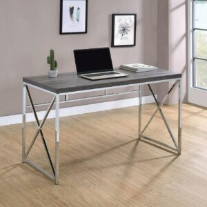 Coaster Vera Writing Desk in Weathered Gray and Chrome