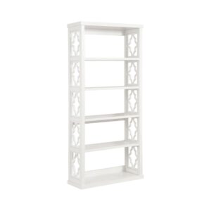 Trellis Pattern Side Panels Bookcase White