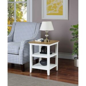 Convenience Concepts Tribeca End Table in White and Driftwood Brown Wood Finish