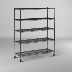 TRINITY BASICS® 5-Tier 60x24x72 Wire Shelving w/ Wheels, NSF - Black