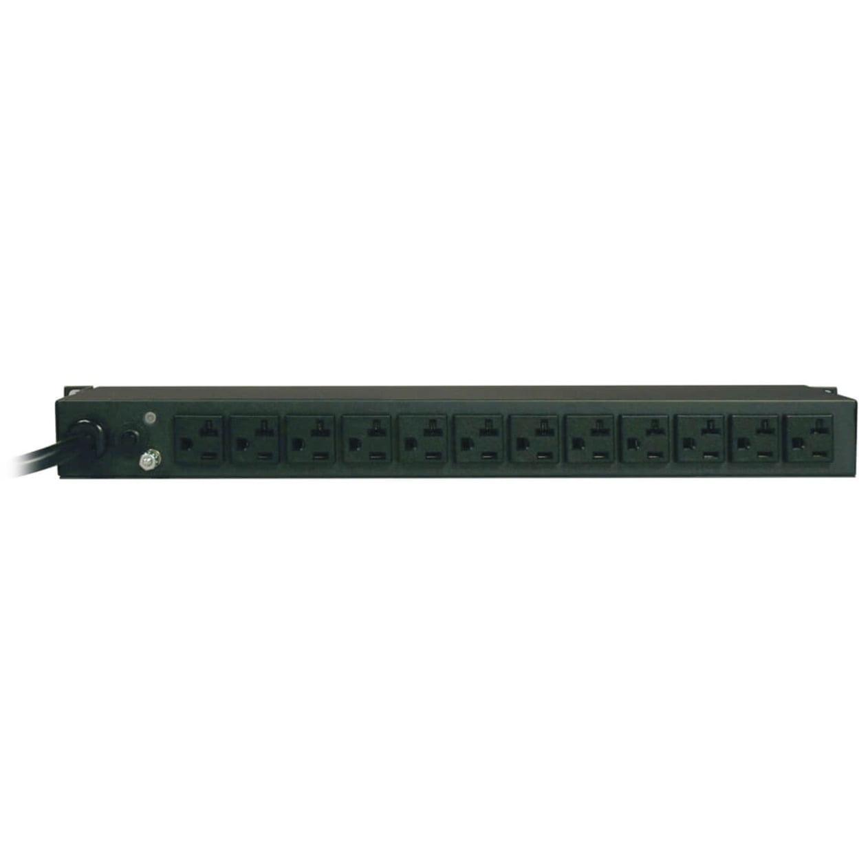 Tripp Lite Metered PDU, 1.92kW Single-Phase 120V (12 5-15/20R), L5-20P / 5-20P, 110 - 127V Input, 15 ft. Cord, 1U Rack-Mount (PDUMH20) - Image 3