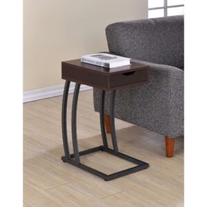 Troy 1-drawer C-Shaped Side Table Power Outlet Cappuccino