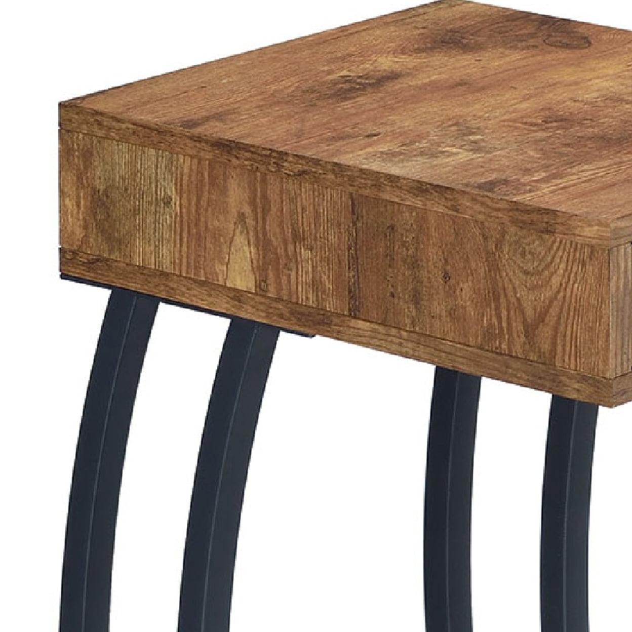 Troy 1-drawer C-Shaped Side Table Power Outlet Rustic Nutmeg - Image 2