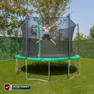 Sportspower TruJump 12' Trampoline with Safety Enclosure, Jump Mat with Lifetime Warranty, & Ladder (Green)