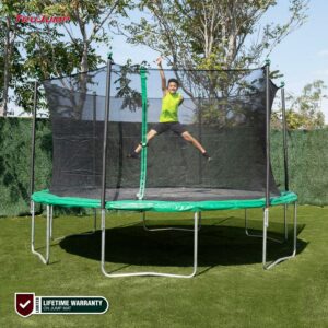 Sportspower TruJump 14' Trampoline with Safety Enclosure & Jump Mat with Lifetime Warranty (Green)
