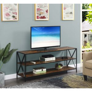 Convenience Concepts Tucson 60 inch TV Stand with Shelves, Barnwood/Black