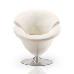 Manhattan Comfort Tulip Velvet Swivel Accent Chair in White/Chrome