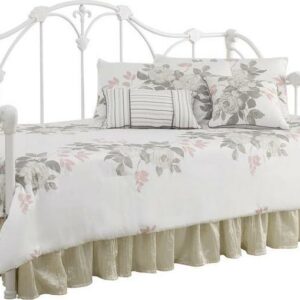 Twin Metal Daybed with Floral Frame, White