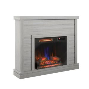 Twin Star Home 42.88"H Shiplap Wall Mantel with 3D Fireplace Insert
