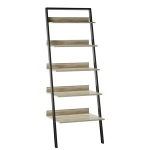 Twin Star Home 5 Tier Leaning Bookshelf in Autumn Driftwood