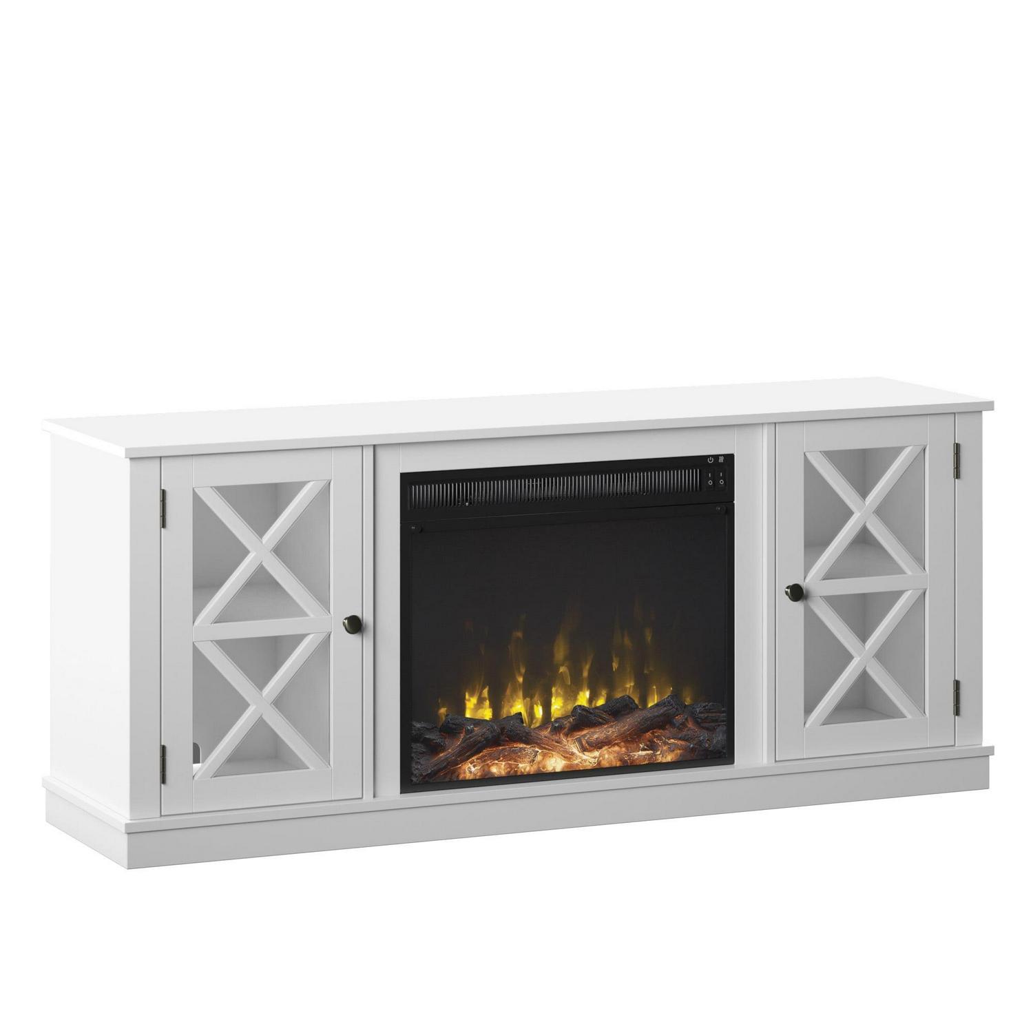 Twin Star Home Farmhouse ClassicFlame Fireplace TV Stand for TVs up to 65", White - Image 4