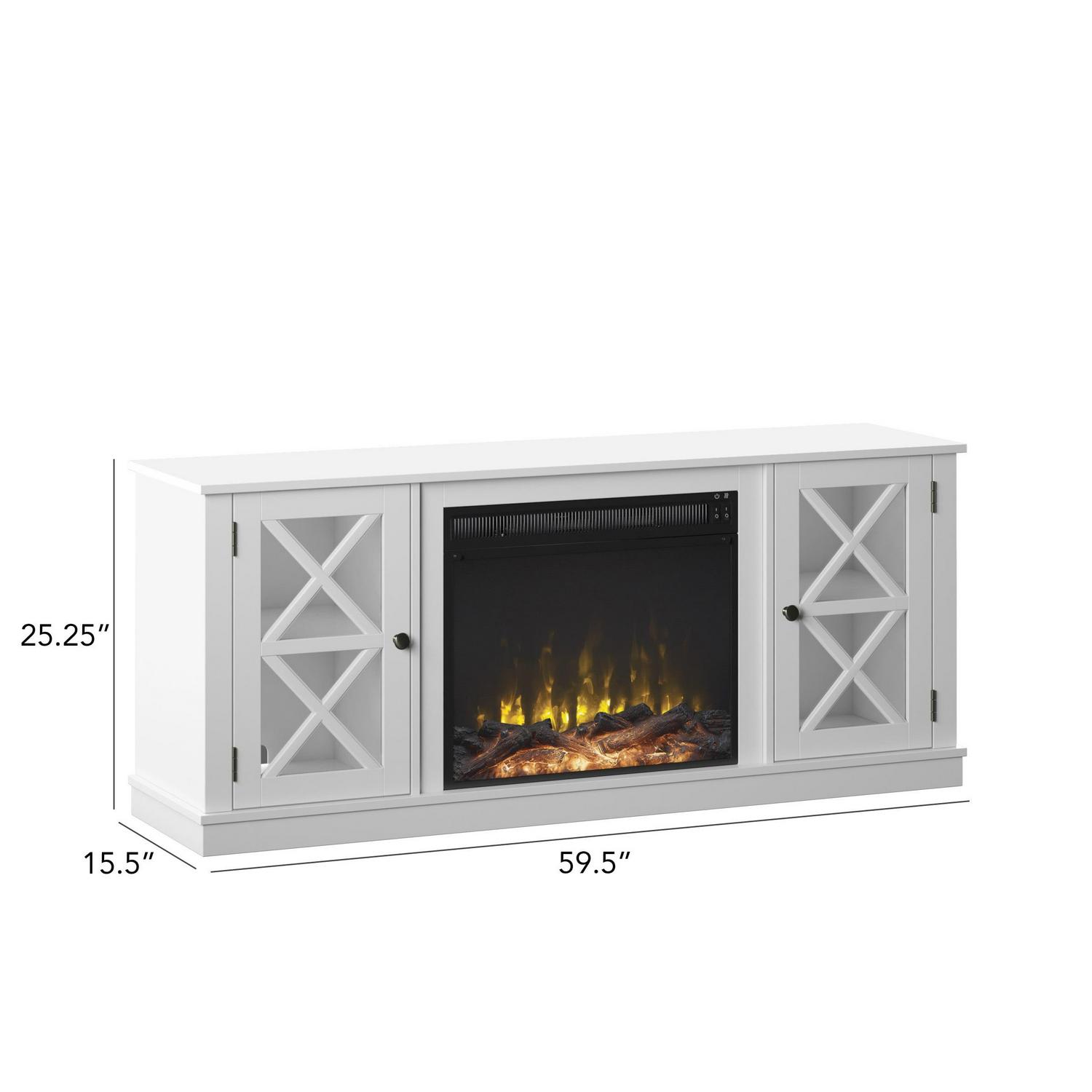 Twin Star Home Farmhouse ClassicFlame Fireplace TV Stand for TVs up to 65", White - Image 2
