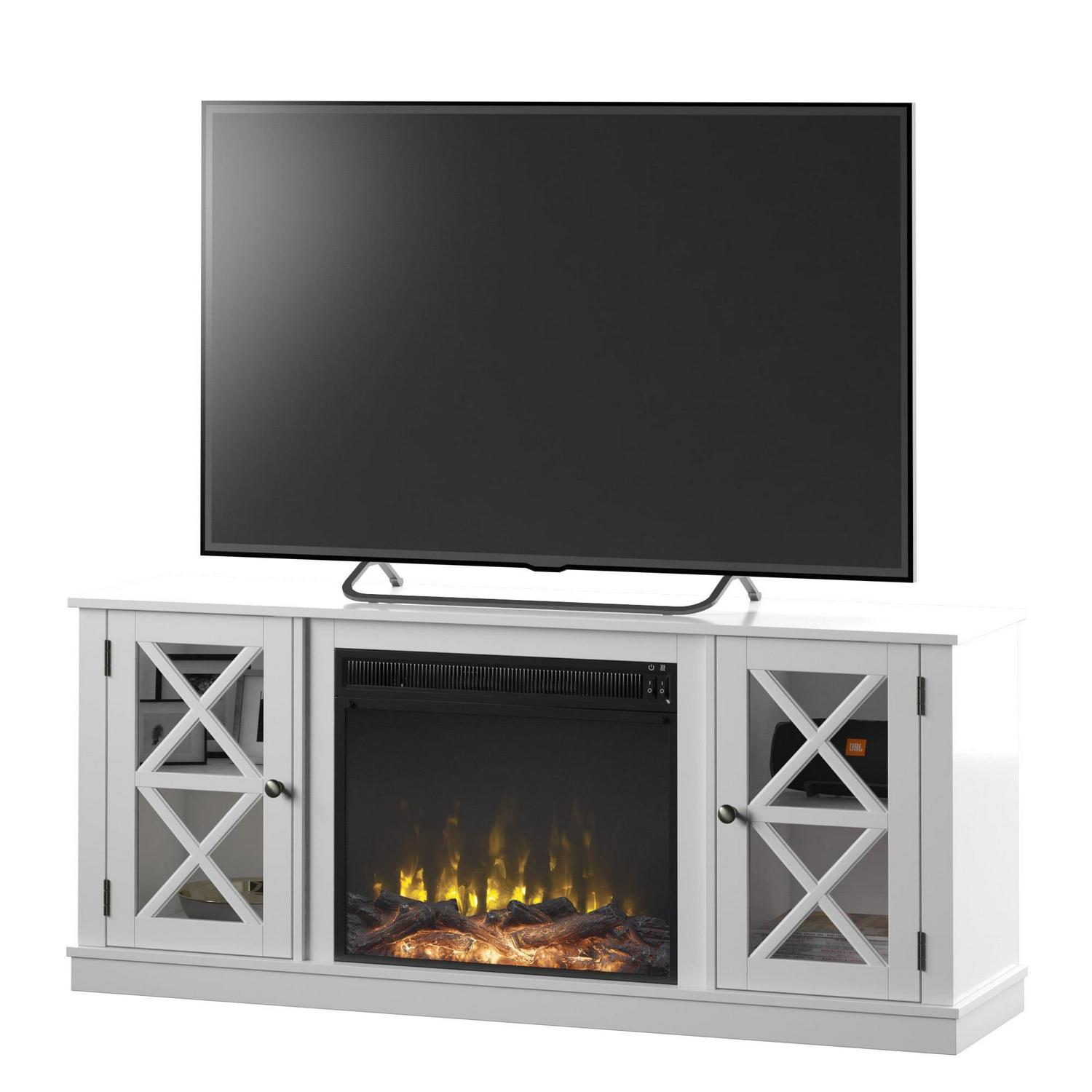 Twin Star Home Farmhouse ClassicFlame Fireplace TV Stand for TVs up to 65", White - Image 3