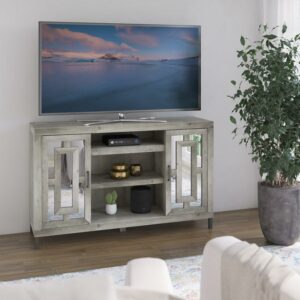 Twin Star Home Mirrored Glass Door TV Stand for TVs up to 60", Valley Pine