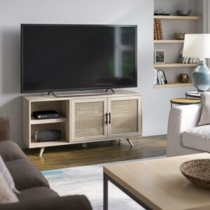 Twin Star Home Rattan TV Stand for TV's up to 60" in Campbell Oak