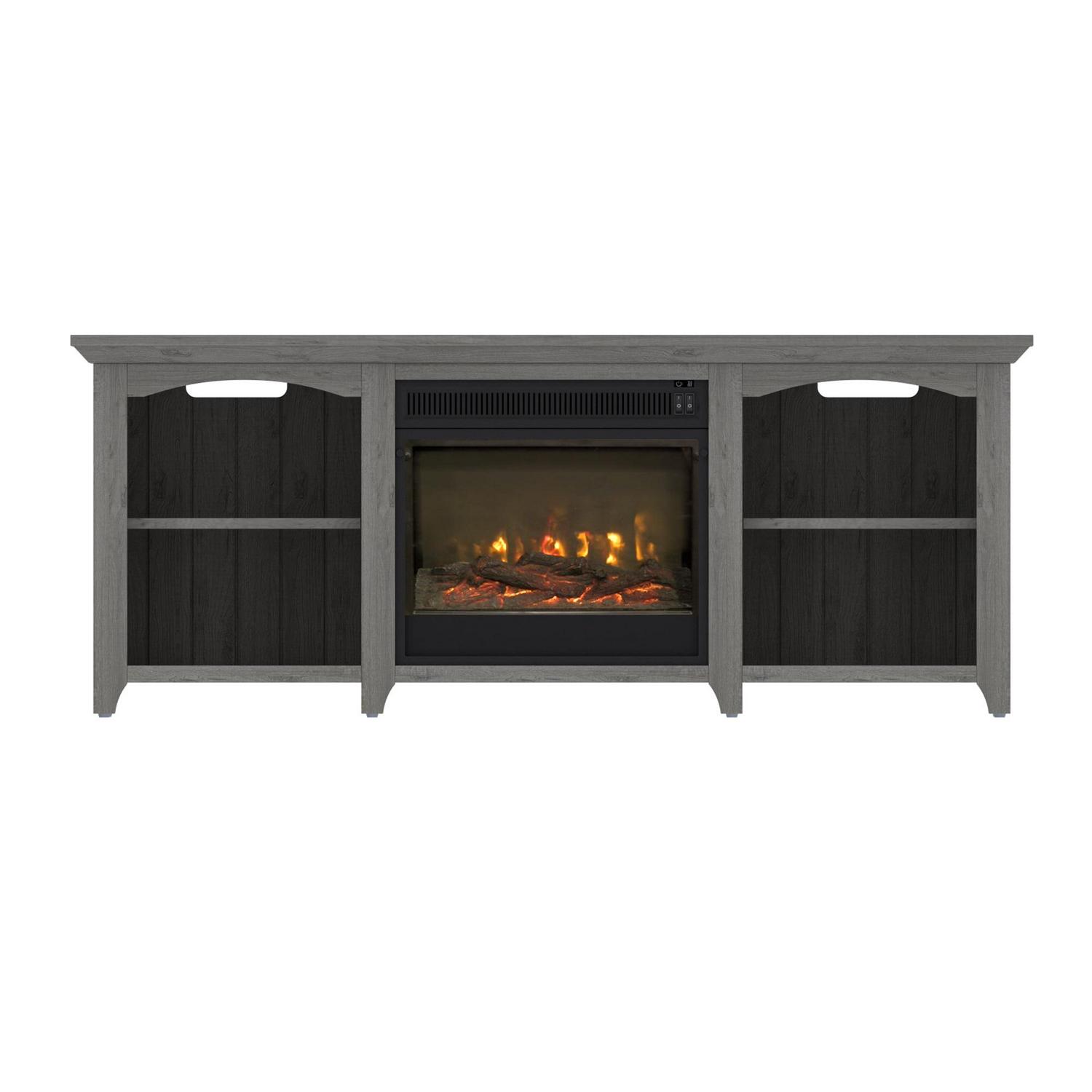 Twin Star Home TV Stand for TVs up to 60 inches with ClassicFlame Electric Fireplace in Gray - Image 2