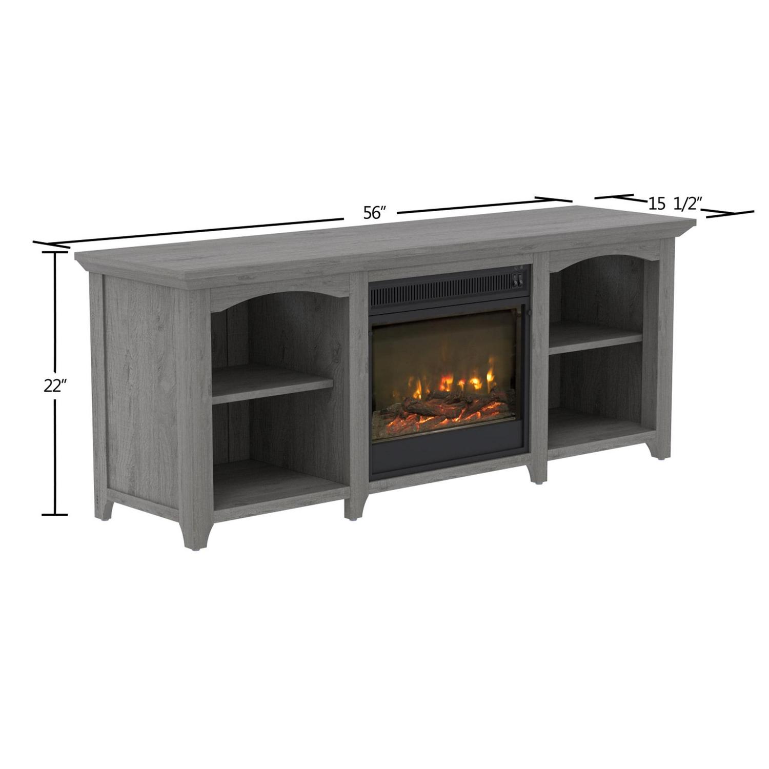 Twin Star Home TV Stand for TVs up to 60 inches with ClassicFlame Electric Fireplace in Gray - Image 10