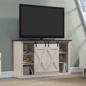 Twin Star Home Terryville Barn Door TV Stand for TVs up to 60", Old White
